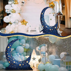 Leinuosen 5 ft Blue Star Moon Starry Night Party Decorations Crescent Moon Cardboard Stand up Cutout Large Life Size Twinkle Little Backdrop Prom Photo Prop Standup for Movie Night Birthday Homecoming - Image 4