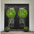 22“ Boxwood Wreath for Front Door,Spring ，Summer All Season Wreaths, Farmhouse Door Wreath Outdoor Indoor for All Seasons Decor - Image 5