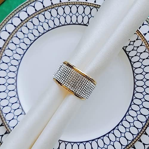 Gold Napkin Rings Set of 24, Silver Diamond Napkin Holder for Dining, Metal Napkin Ring Holders, Wedding,Modern Ring Holder Serviette Buckles,Party of Table Setting Home Decor - Image 3