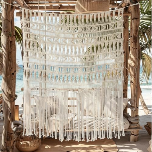 Flber Macrame Curtain Doorway Window Decor Boho Room Divider 52" W*56" L - Image 3