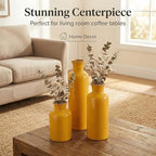 CwlwGO- Yellow Ceramic Vase Set,Modern Decorative Vases for Home Decor, Kitchen&Living Room Table Décor,Fireplace & Entrance centerpieces Decorations. - Image 5