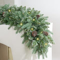9FT Prelit Christmas Garland Decorations 50 led Snow Christmas Garland with Lights Battery Operated with Timer for Outdoor Indoor, Home Decoration Mantle Stairs Railing Fireplace Outdoor Indoor Door by INSTREECHRISTMAS