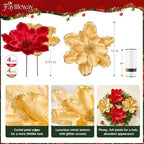 8PCS Large Christmas Magnolia Flowers for Christmas Tree Wreath - Image 2