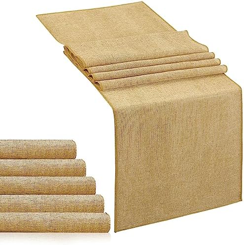 6 Pack Burlap Table Runners 13x84 Inch Rustic Jute Table Linens by LuoluoHouse