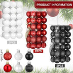 Shappy 216 Pcs Mini Christmas Ball Ornament 1.18 Inch,Black, White, Red - Image 2