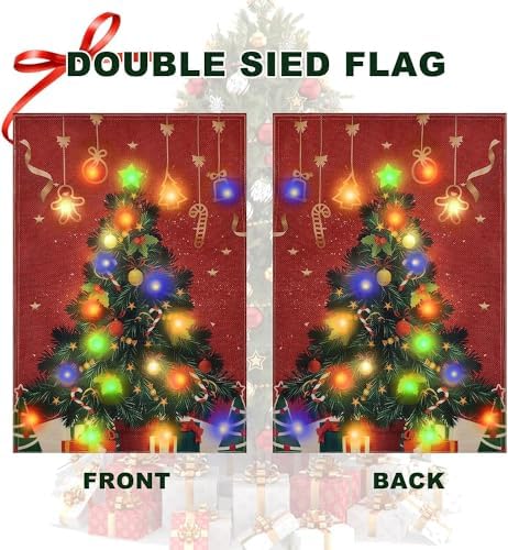 Lighted Christmas Garden Flag for Outside, Xmas Tree (Christmas Tree - Multicolor, 28x40 Inch) - Image 5