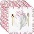 Hahafelt 12 Set Scalloped Cloth Napkins, Embroidery Polyester, Red by Hahafelt