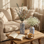 Chinoiserie Decor Ceramic Vases Set - 3 Blue and White Vase, Chinoiserie Vase Farmhouse Country, Flower Vases Home Decor, Living Room Decoration, Entrance, Fireplace, Table Decoration, Centerpieces - Image 5