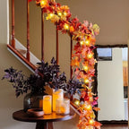 CQURE 12 Pack Fall Leaf Garland,Artificial Fall Vines Autumn Garland Fall Maple Leaves Thanksgiving Decor for Home Wedding Fireplace Christmas(Light..) - Image 6