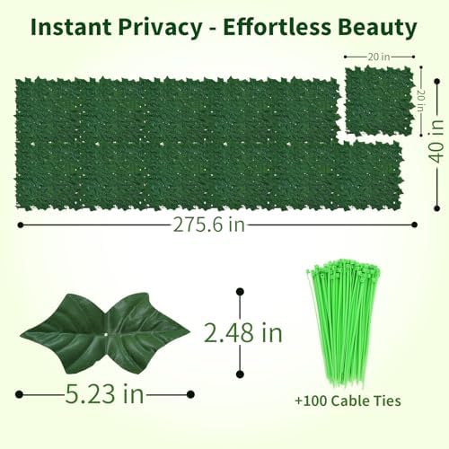 Artificial Ivy Privacy Fence Screen, 275.6 X 40 Inch（76.56 sq ft） UV-Anti Faux Hedge Panels Greenery Vines, Used for Indoor and Outdoor, Patio, Balcony, Garden Backdrop Decor (28PCS) - Image 2