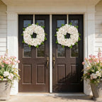 White Hydrangea Summer Wreath for Front Door with Artificial Hydrangea and Silk Greenery, 22''Outdoor Dogwood Wreath for Farmhouse Wedding & Home Decor- Spring Summer & All Seasons Display - Image 4