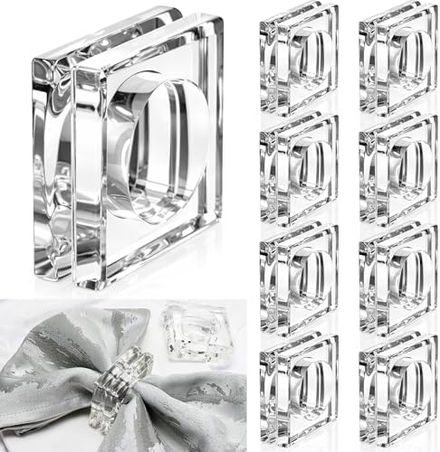 Set of 12 Crystal Glass Napkin Rings Clear Napkin Holder, 2.3 Inch by Unknown
