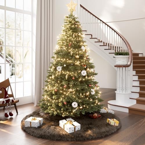 iMucci 30inch Christmas Tree Skirt Thick Wool Fur Brown Tree Skirt Small Tree Skirts Brown Trees Skirt Holiday Party Decoration - Image 2