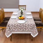 Home Spun & Crafts 72x108 Inches Rectangle Hand Block Print Tablecloth, 100% Cotton, Brown Floral Table Cloths Washable, Traditional Indian for Dining Outdoor Thanksgiving Halloween Christmas - Image 4
