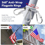 7FT Flag Pole with American Flag for Outside House and Portable Use, Heavy Duty Flagpole Kit with 3x5 Embroidered USA Flag, Tangle Free Steel Pole for Flags with Bracket, White Color - Image 3