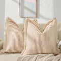 ZWJD Throw Pillow Covers 26x26 Set of 2 Striped Pillow Covers with Fringe Chic Cotton Decorative Pillows Square Cushion Covers for Sofa Couch Bed Living Room Farmhouse Decor by ZWJD