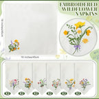 Tioncy 18 Pcs 12 Pack 18" Wildflower Embroidered Cloth Napkins, White - Image 5