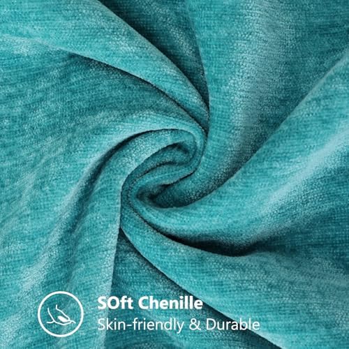 decorUhome Soft Chenille Throw Pillow Covers 20x20 Set of 2 Turquoise - Image 2
