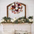 Fall Flower Wreath for Front Door with Burgundy Dahlias, Orange Roses Hydrangeas and Green Leaves, 22 inche Autumn Wreath for Home Indoor and Outdoor, Fall Harvest Thanksgiving Decoration - Image 6