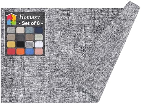 Homaxy PU Faux Leather Placemats for Dining Table, Set of 8, Black & White by Homaxy