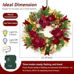 Christmas Wreaths for Front Door, Soomeir 24 Inch Outdoor Christmas Wreath with Lights, Large Prelit Wreath for Holiday Winter Window Outdoor Indoor Xmas - Image 3