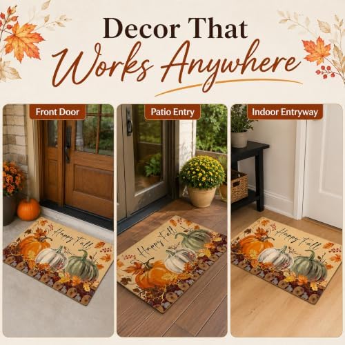 Happy Fall Pumpkin Decorative Front Door Mat, Autumn Maple Leaves - Image 6