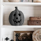 Halloween Decorations - Black Handmade Terracotta Jack O Lantern Pumpkin - Image 4