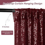 Burgundy Sequin Backdrop Curtains,4 Panels 2FTx8FT Shimmer Party Backdrop - Image 4