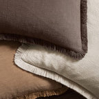 MIULEE Linen Fringe Decorative Fall Euro Pillow Covers Reddish Brown 22x22 - Image 4