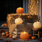 Fall Decorations for Home, Large Flameless Pumpkin Candle, Orange & White - Image 7