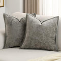 FUTEI Pack of 2 Chenille Soft Throw Pillow Covers 18x18 Inch, Grey by FUTEI