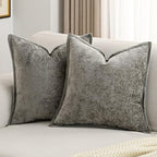 FUTEI Pack of 2 Chenille Soft Throw Pillow Covers 18x18 Inch, Grey by FUTEI