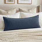 MIULEE Decorative Linen Lumbar Pillow Cover 14x36 Inch Indigo Blue by MIULEE