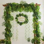 XunYee 110 Pcs Total 295 ft Jungle Theme Party Decoration, Tropical and Monstera Palm Leaves, Fake Wicker Rattan Vines, Fake Greenery Faux Leaves for Baby Shower Safari Party Decoration Set - Image 5