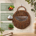 2Pcs Hanging Woven Storage Basket Decorative Wall Flower Planter - Image 6