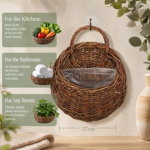 2Pcs Hanging Woven Storage Basket Decorative Wall Flower Planter - Image 6