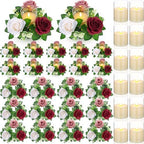 Yunlly 12 Pcs Rose Candle Rings with Candles Sets, Red，Pink，White by Yunlly