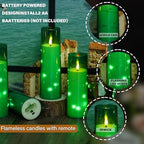 Nimiko Flickering Flameless LED Candles,Battery Operated Candles 9 Pcs with Embedded Star String,Acrylic LED Pillar Candles with Remote,Suitable for Home Decoration to Create an Atmosphere (Green) - Image 3