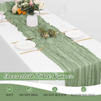 16 Pack Sage Green Cheesecloth Table Runners 20x120 Inch Gauze Table Runner Cheese Cloth 10FT Green Table Runner Rustic Sheer Runner for Wedding Baby Shower Birthday Party Table Decor - Image 6