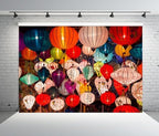 BELECO 10x6.5ft Fabric Colorful Lanterns Backdrop Asian Vietnam Chinese Lanterns Background Chinese Lunar New Year Spring Festival Party Decorations Holiday Portrait Photoshoot Studio Props - Image 3