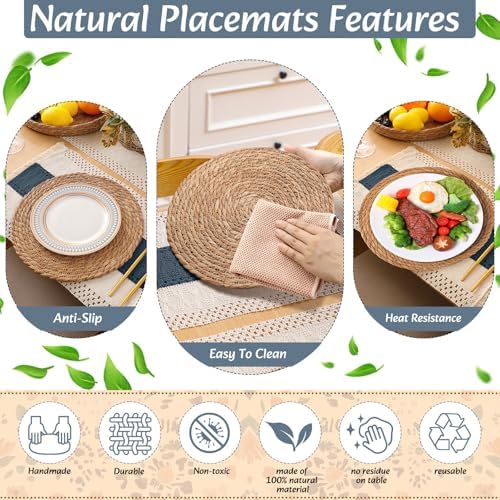 Boho Table Runner and Placemats Set, 6 Sets, Blue, 12x72 - Image 5