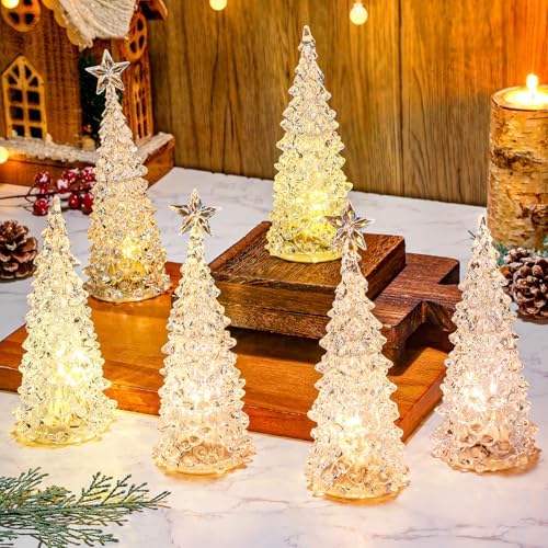 Glooglitter 6 Pcs Acrylic LED Christmas Tree,8'' - Image 3