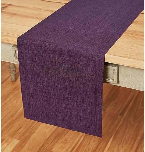 Solino Home 100% Pure Linen Table Runner Grape Long, Athena 14 x 120 in by SolinoHome