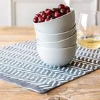Over&Back Set of 4 Hand-Blocked Placemats - Colorful Dining Table Mat - Each Placemat is Unique - 100% Cotton - Machine Washable - Kitchen and Home Decor - Blue Herringbone - Image 6