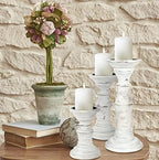 Homebia Design Antique White Wooden Candle Holder Set of 3 – 10, 8, 6 Inch - Image 4