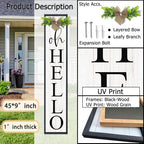 Oh Hello Porch Welcome Sign for Front Door Decor, 45"X9", Black - Image 2