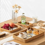Set of 3 Rattan Serving Trays with Mother of Pearl, Terrekraft - Image 6