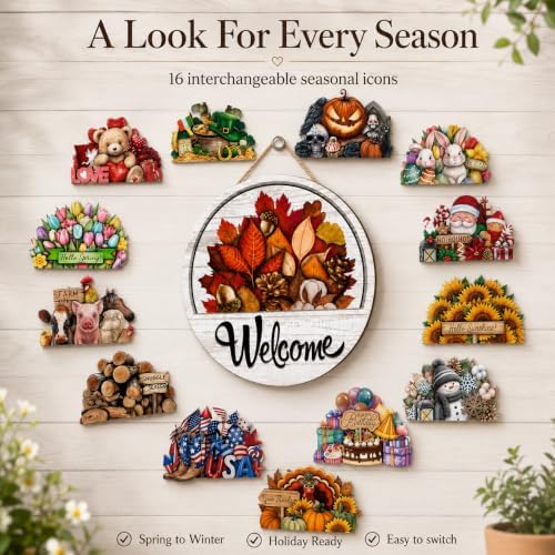 Interchangeable Seasonal Welcome Sign, Magnetic Front Door Decor，16 Pcs - Image 3