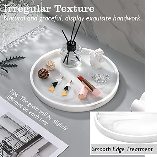 Emibele Vanity Tray, White Round Trays for Bathroom Bedroom Countertop - Image 4