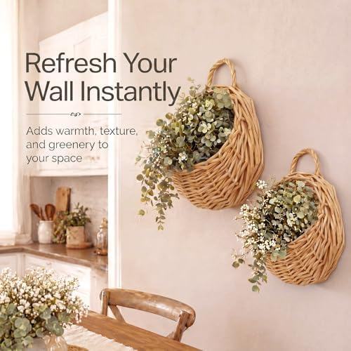 Chumia 2 Pack Wicker Wall Hanging Baskets for Plants, 14" and 8" - Image 6